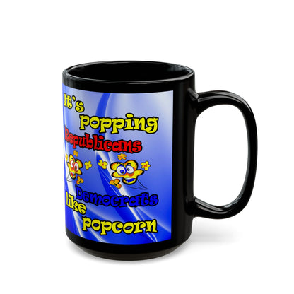 popping like popcorn - Black Mug (blue-white wave)