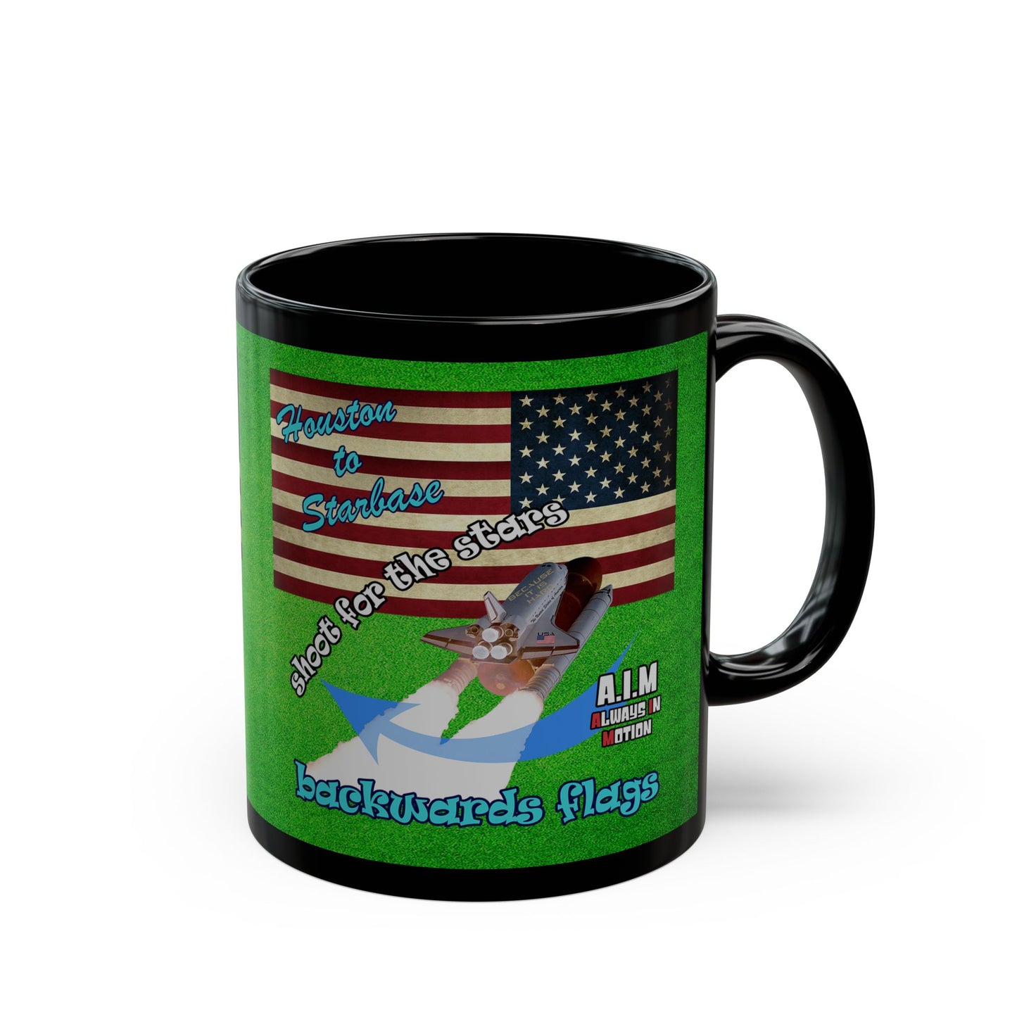 shoot for the stars - Black Mug (green turf)