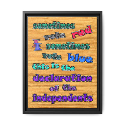 declaration of the independents - framed canvas art (butterscotch wood finish)