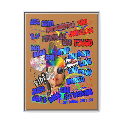 drop the beat - framed canvas art (light brown)