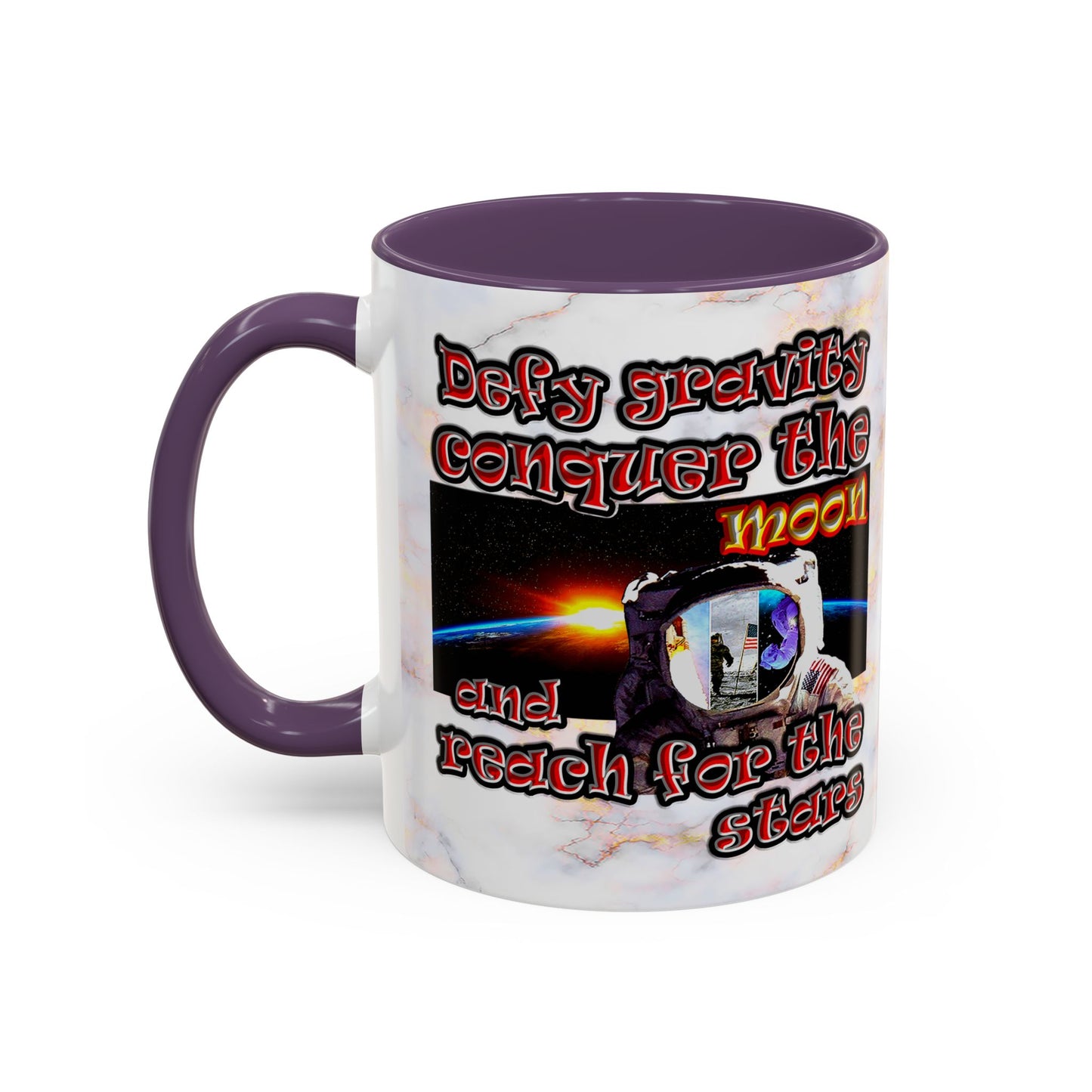 defy conquer reach - Accent Mug (white marble)
