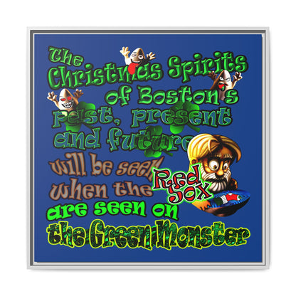 christmas spirits of boston - framed canvas art (dark blue)