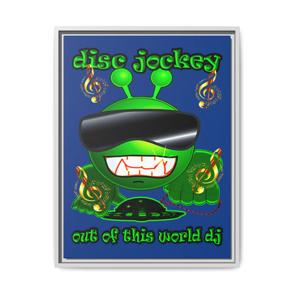 disc jockey - framed canvas art (dark blue)