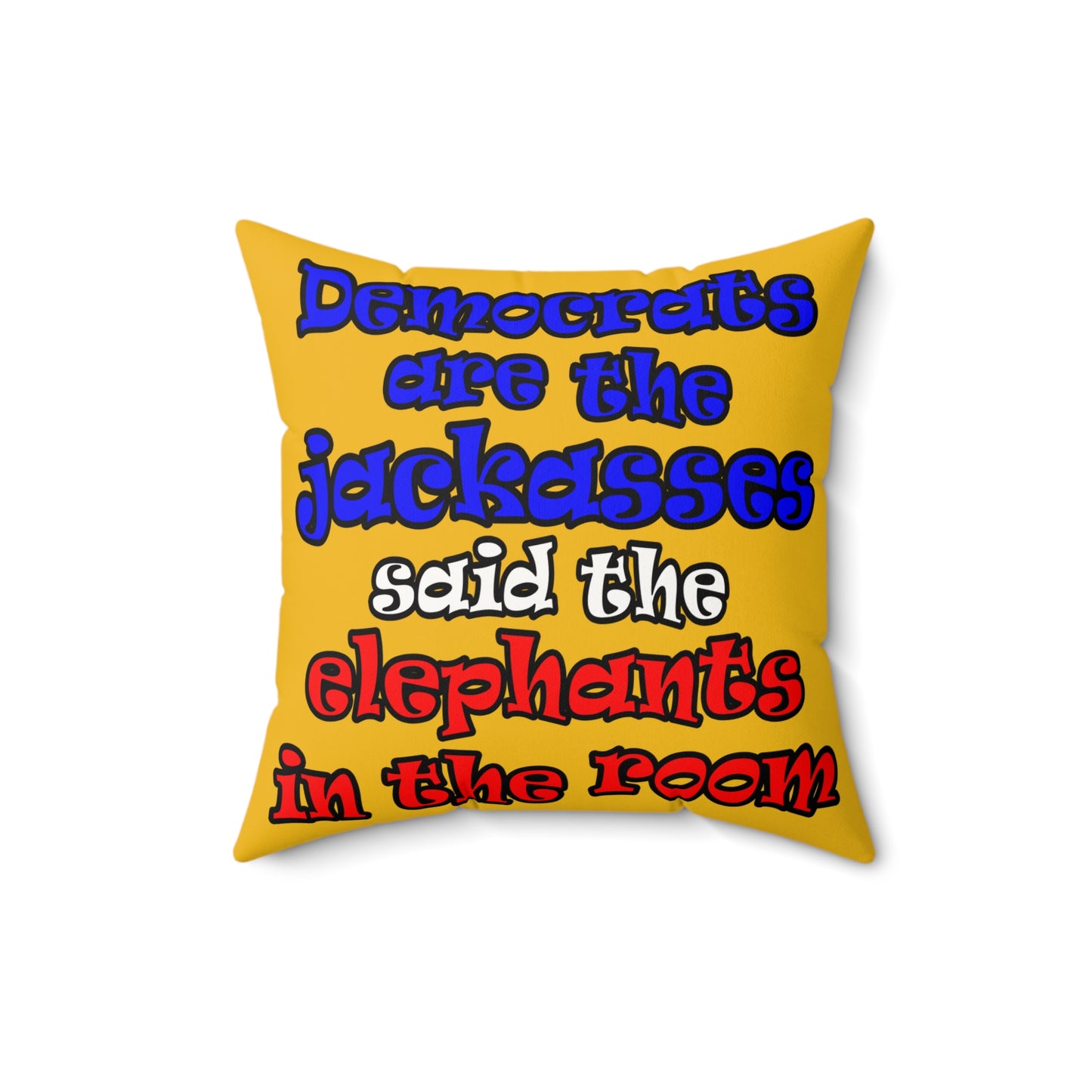 donkeys and elephants - Faux Suede Square Pillow - (yellow)