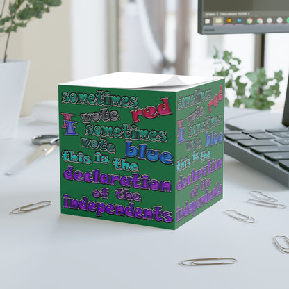 declaration of the independents - note cube (dark green)
