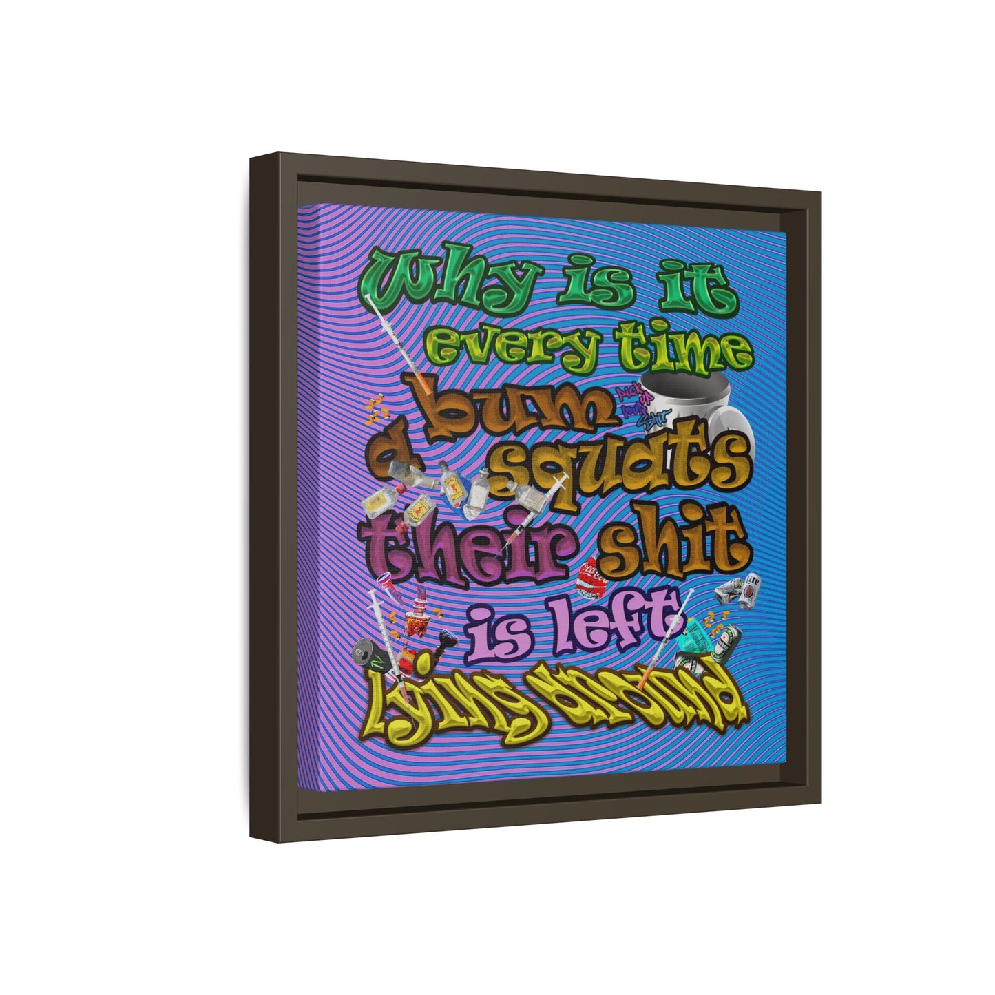 the bum's shit - framed canvas art (light blue-purple wave)