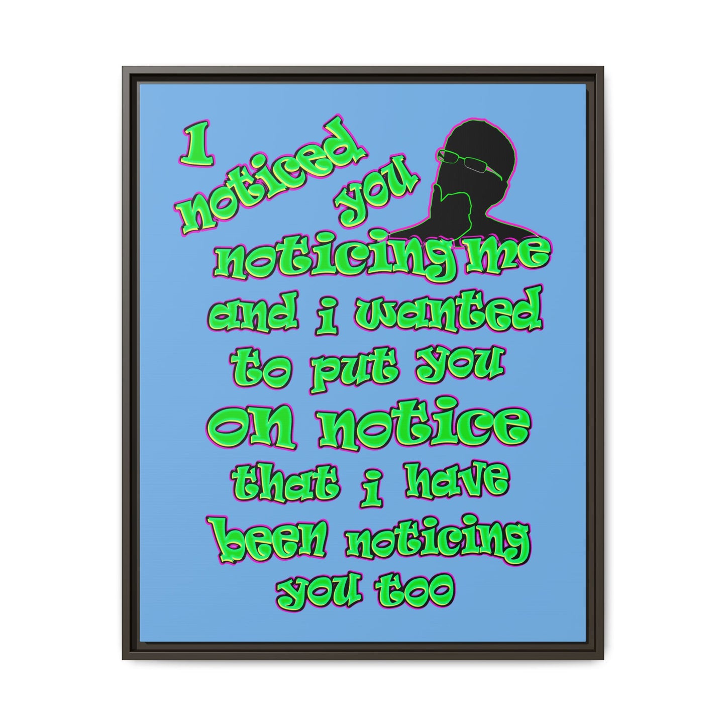 noticed you noticing - framed canvas art (light blue)