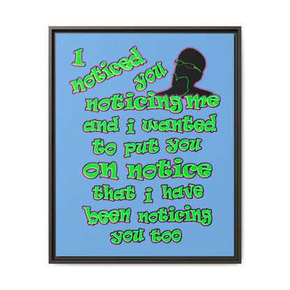 noticed you noticing - framed canvas art (light blue)