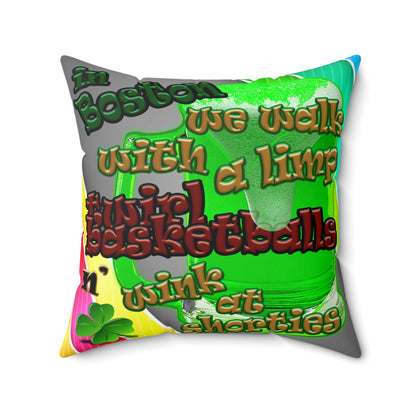 celtics logo - Spun Polyester Square Pillow - (rainbow split)