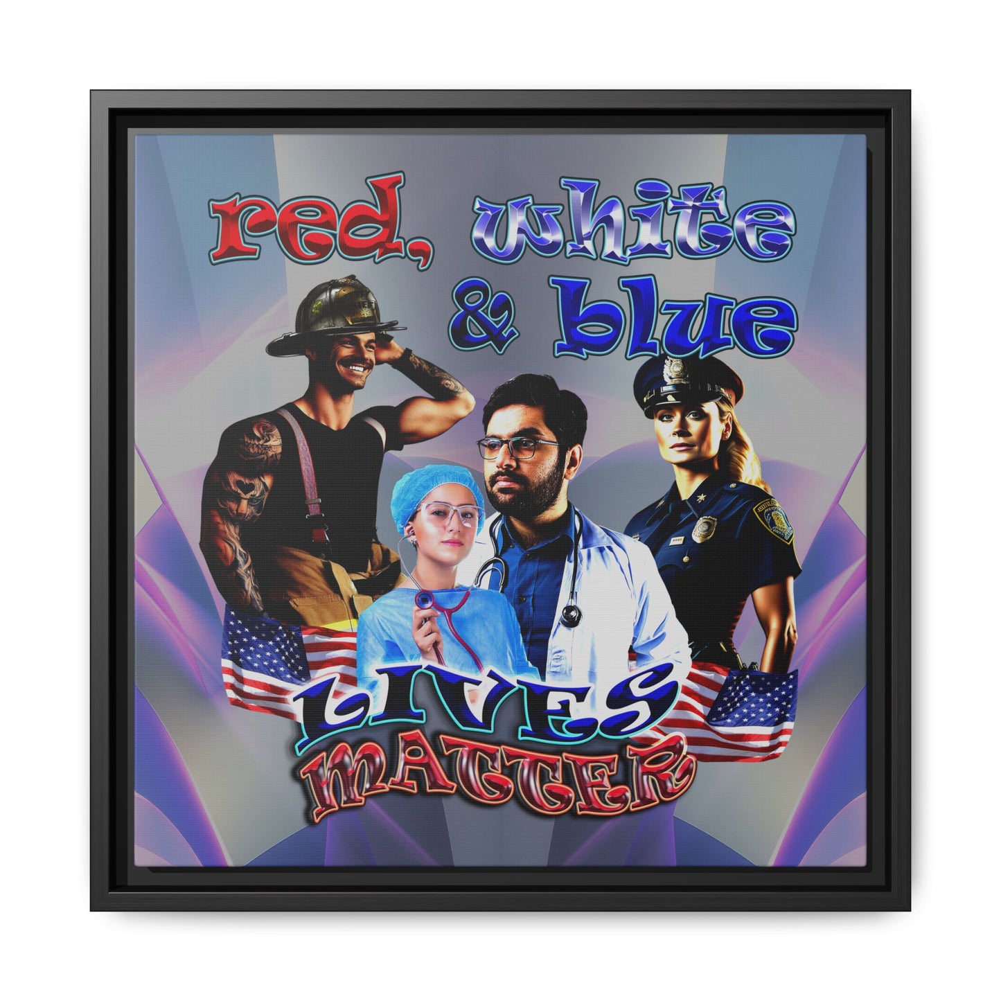 rw&b lives matter - framed canvas art (grey-pink wave)