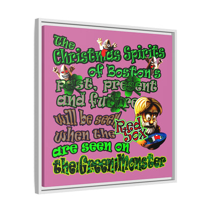 christmas spirits of boston - framed canvas art (light pink)