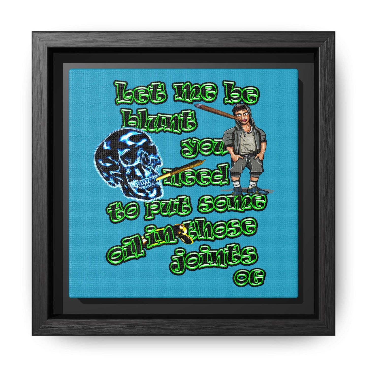 og - framed canvas art (turquoise)