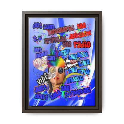 drop the beat - framed canvas art (blue-white wave)
