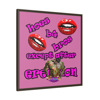 hoes b4 bros - framed canvas art (light pink)