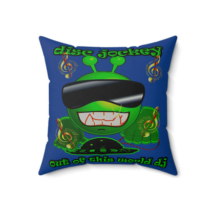 disc jockey - Faux Suede Square Pillow - (dark blue)