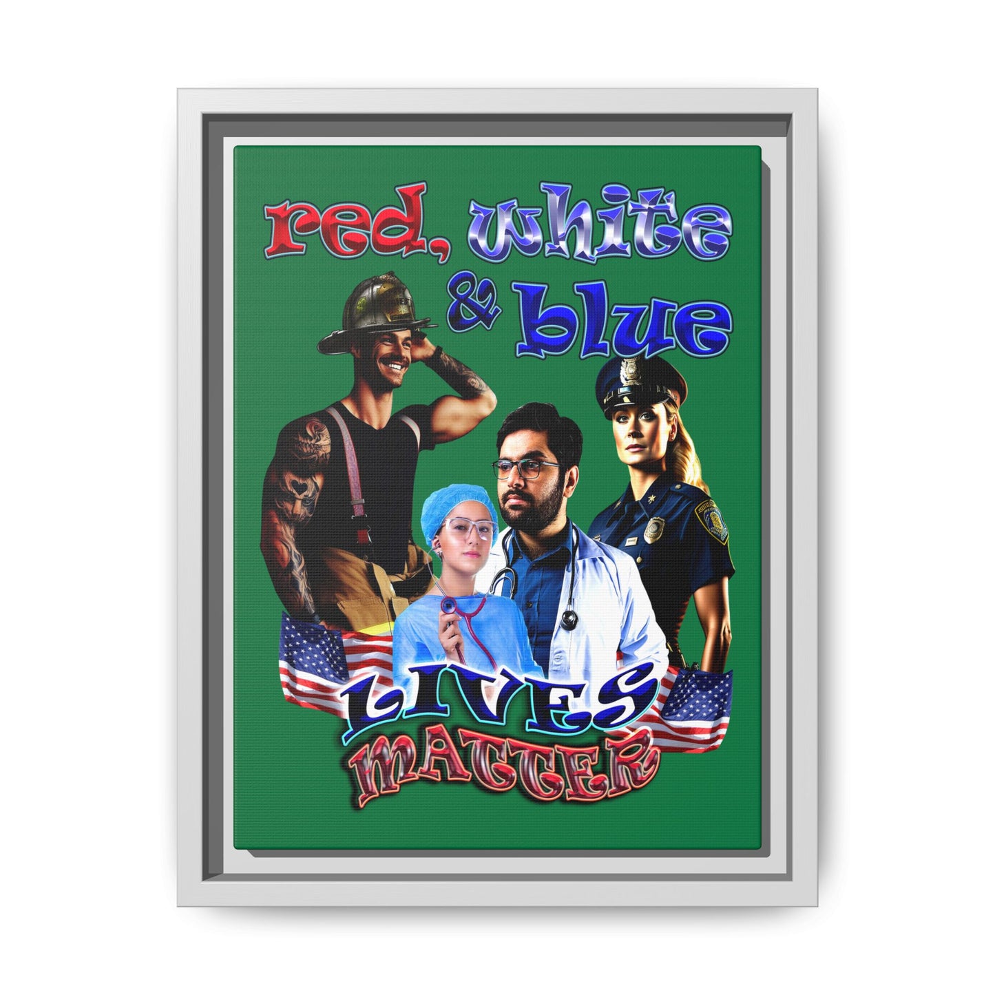 rw&b lives matter - framed canvas art (dark green)