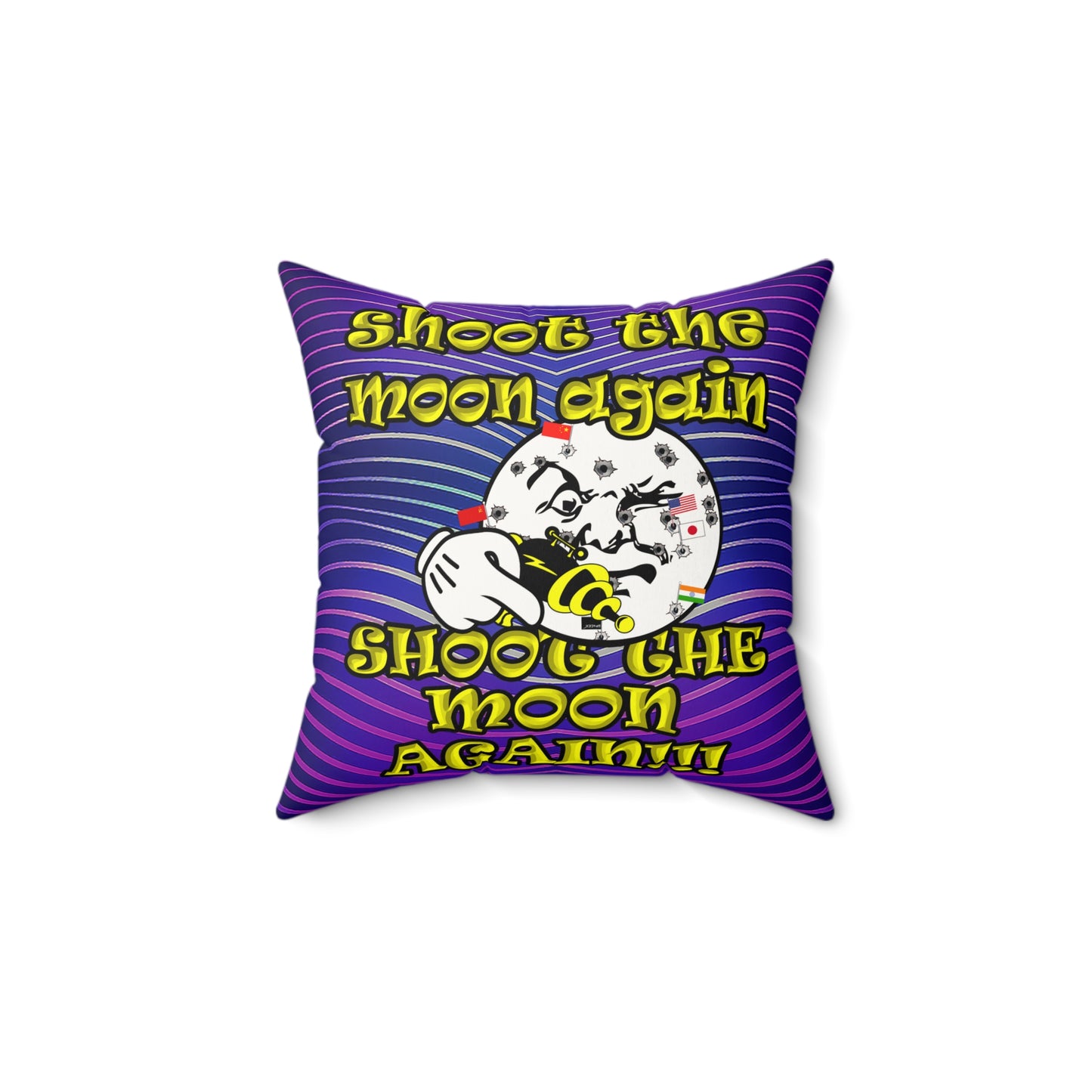 shoot the moon again - Faux Suede Square Pillow - (purple wave)