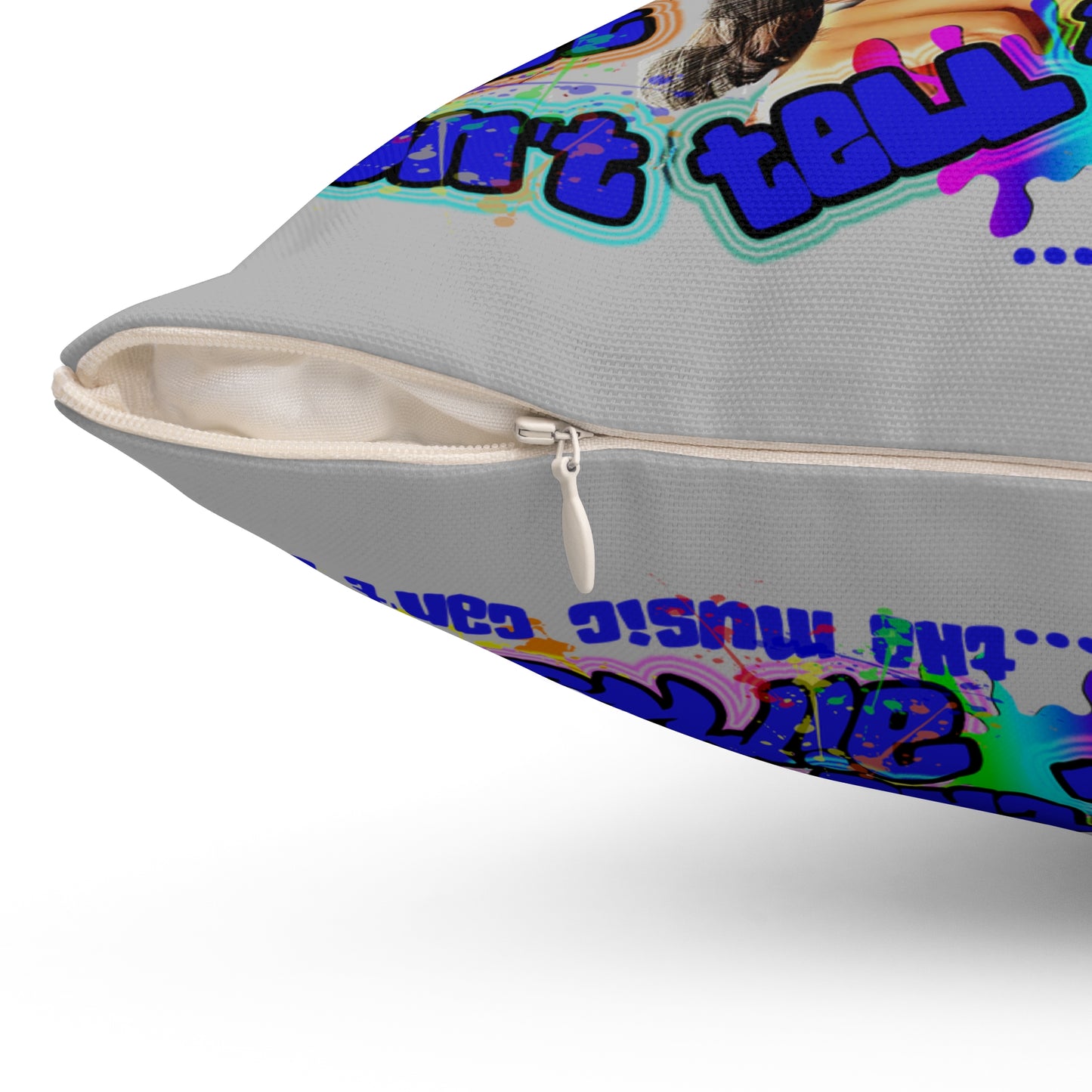 drop the beat - Spun Polyester Square Pillow - (light grey)