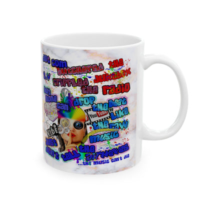 drop the beat - White Mug (white marble)