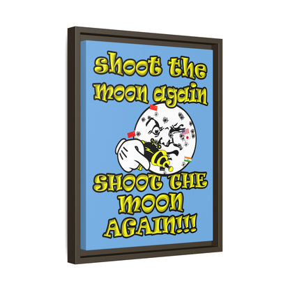 shoot the moon again - framed canvas art (light blue)