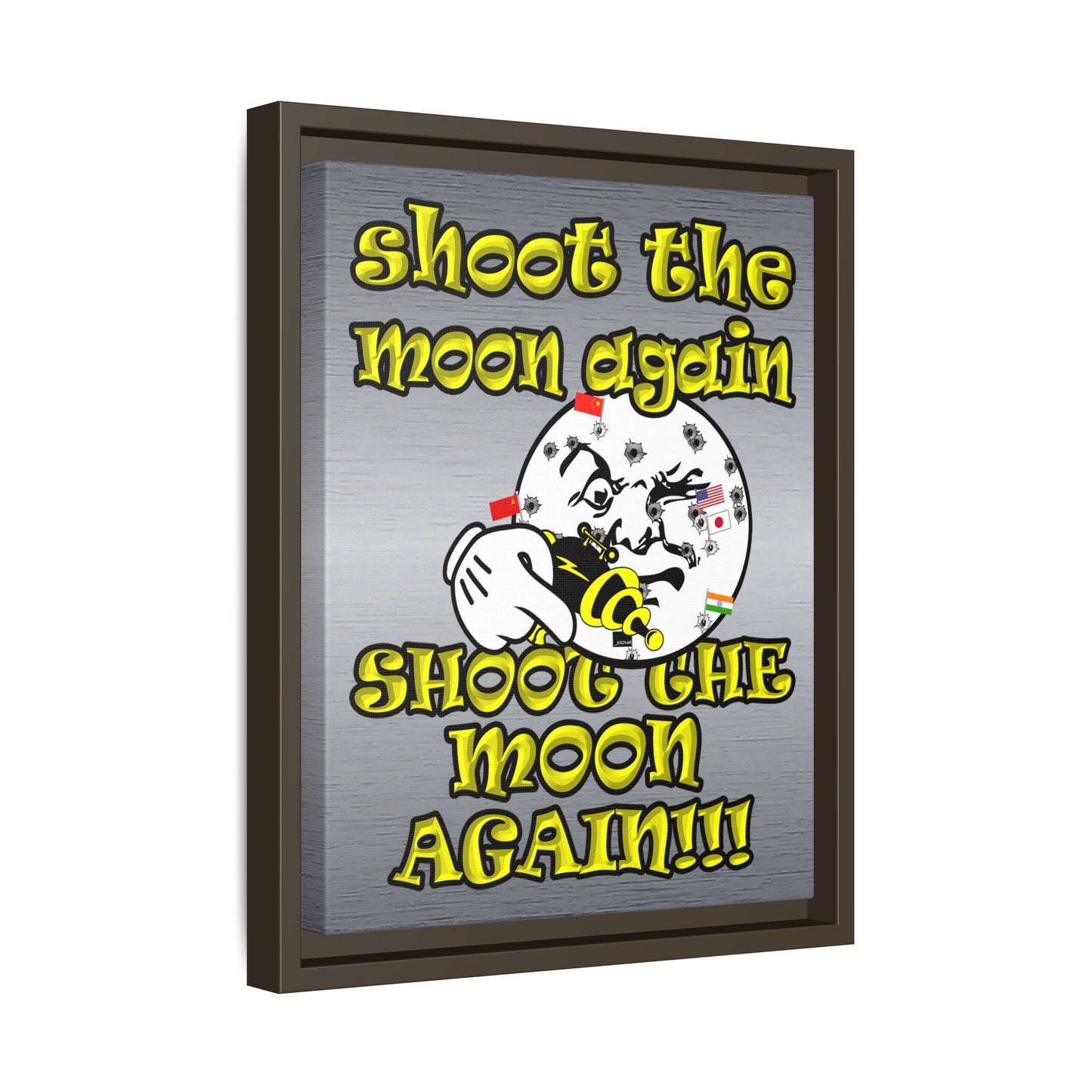 shoot the moon again - framed canvas art (brushed nickel)