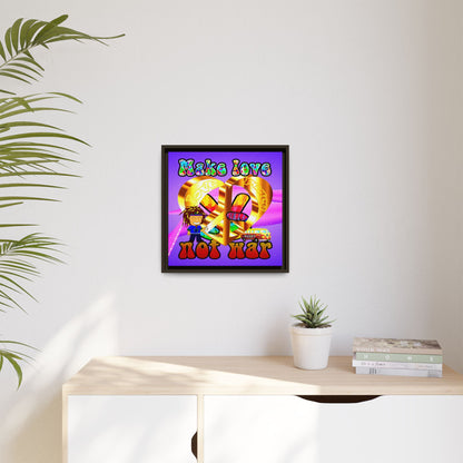 love peace - framed canvas art (purple-pink wave)