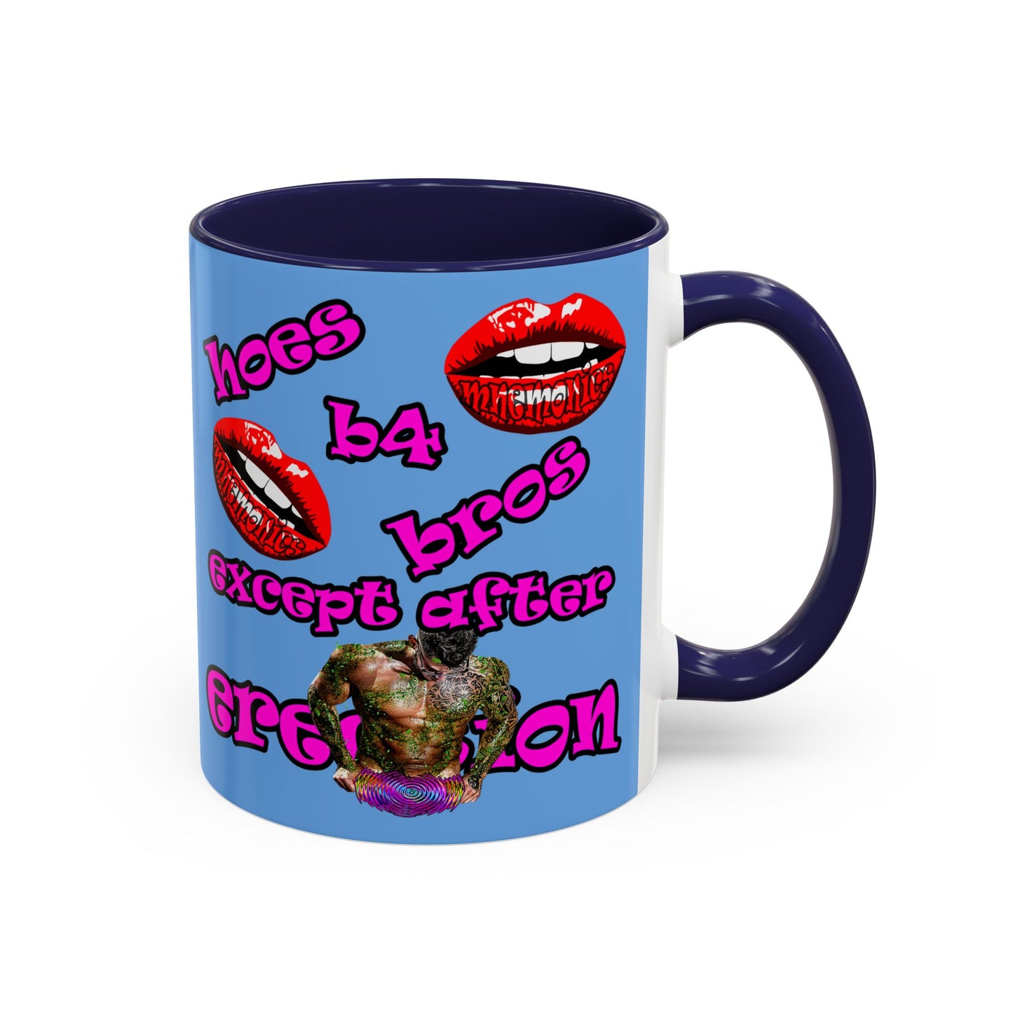 hoes b4 bros - Accent Mug (light blue)