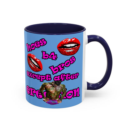 hoes b4 bros - Accent Mug (light blue)