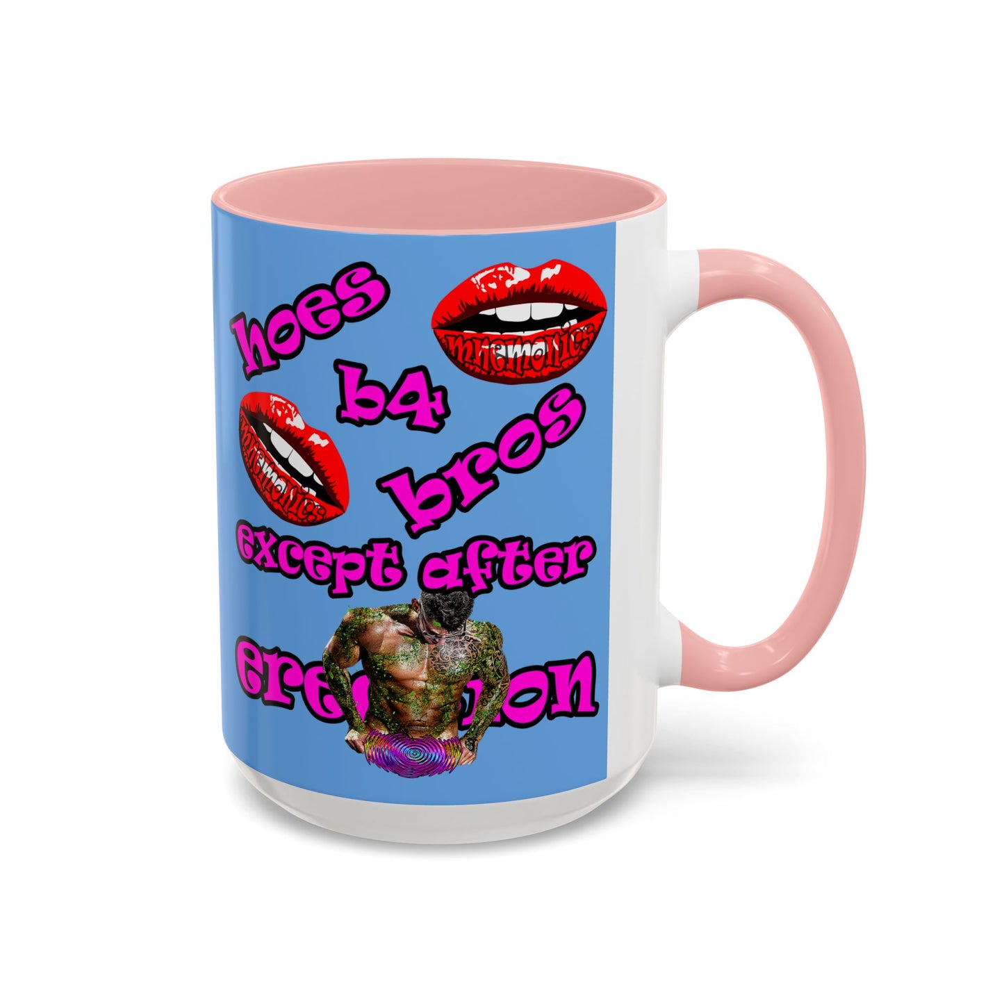 hoes b4 bros - Accent Mug (light blue)
