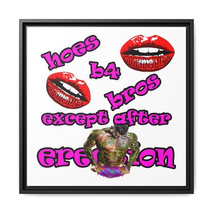 hoes b4 bros - framed canvas art (white)