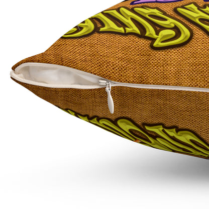 the bum's shit - Spun Polyester Square Pillow - (dichromatic brown papyrus)
