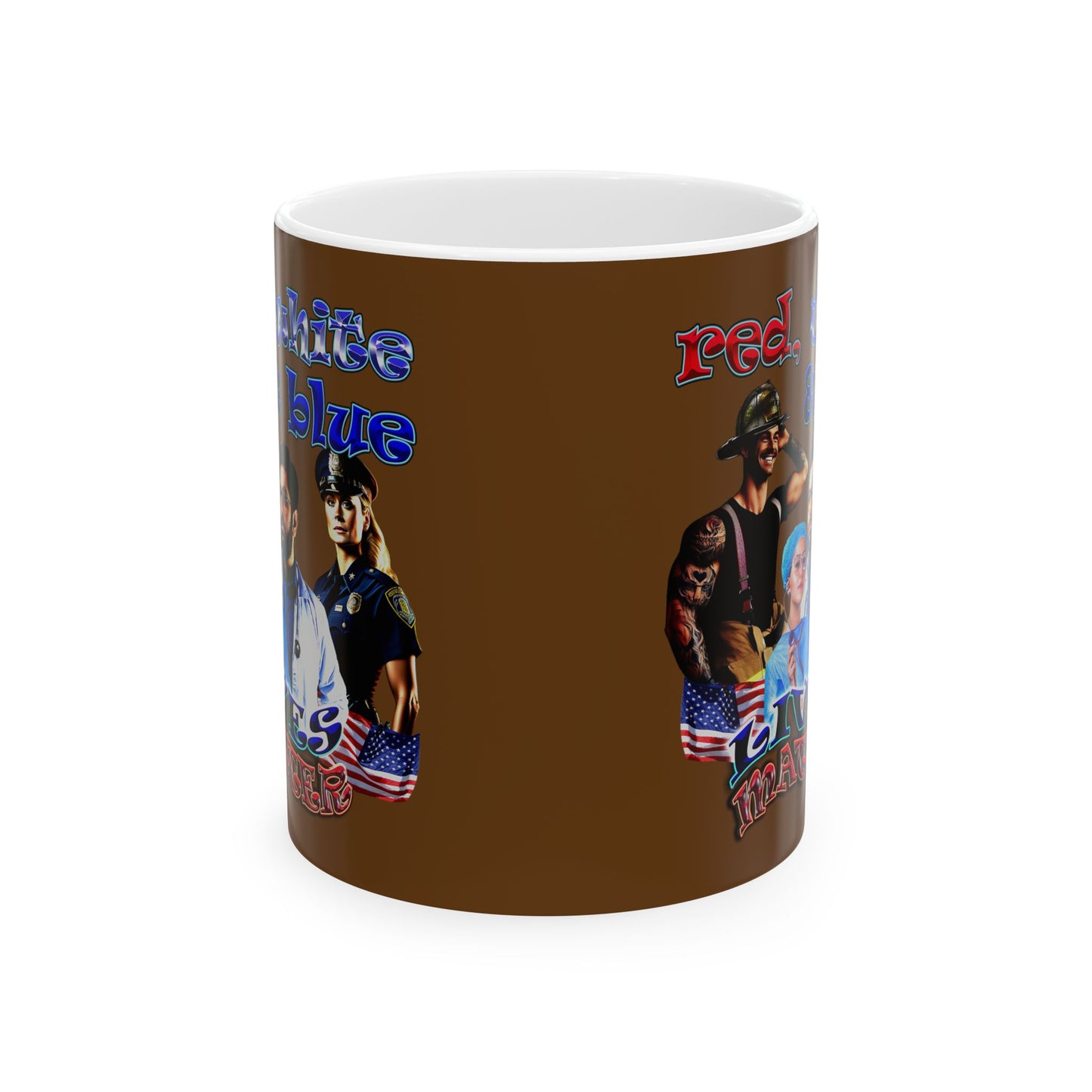 rw&b lives matter - White Mug (brown)