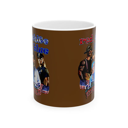 rw&b lives matter - White Mug (brown)