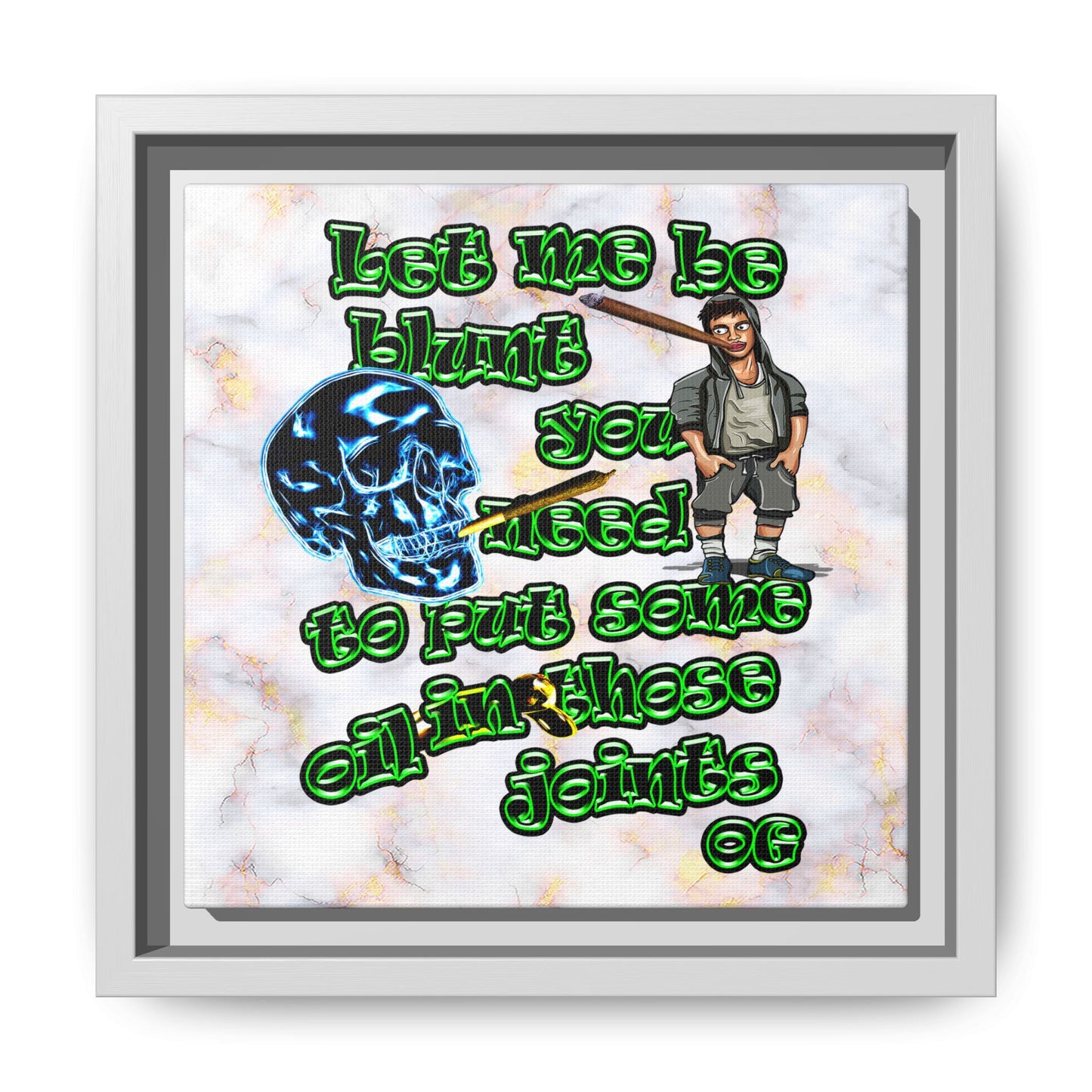 og - framed canvas art (white marble)