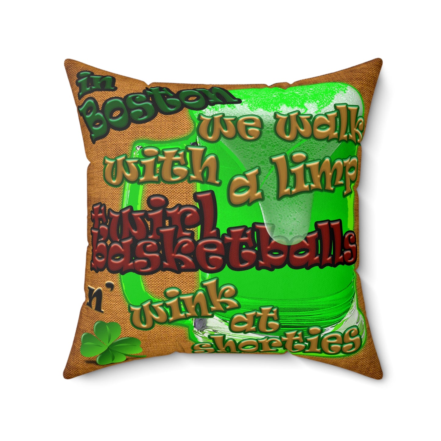 celtics logo - Spun Polyester Square Pillow - (dichromatic brown papyrus)