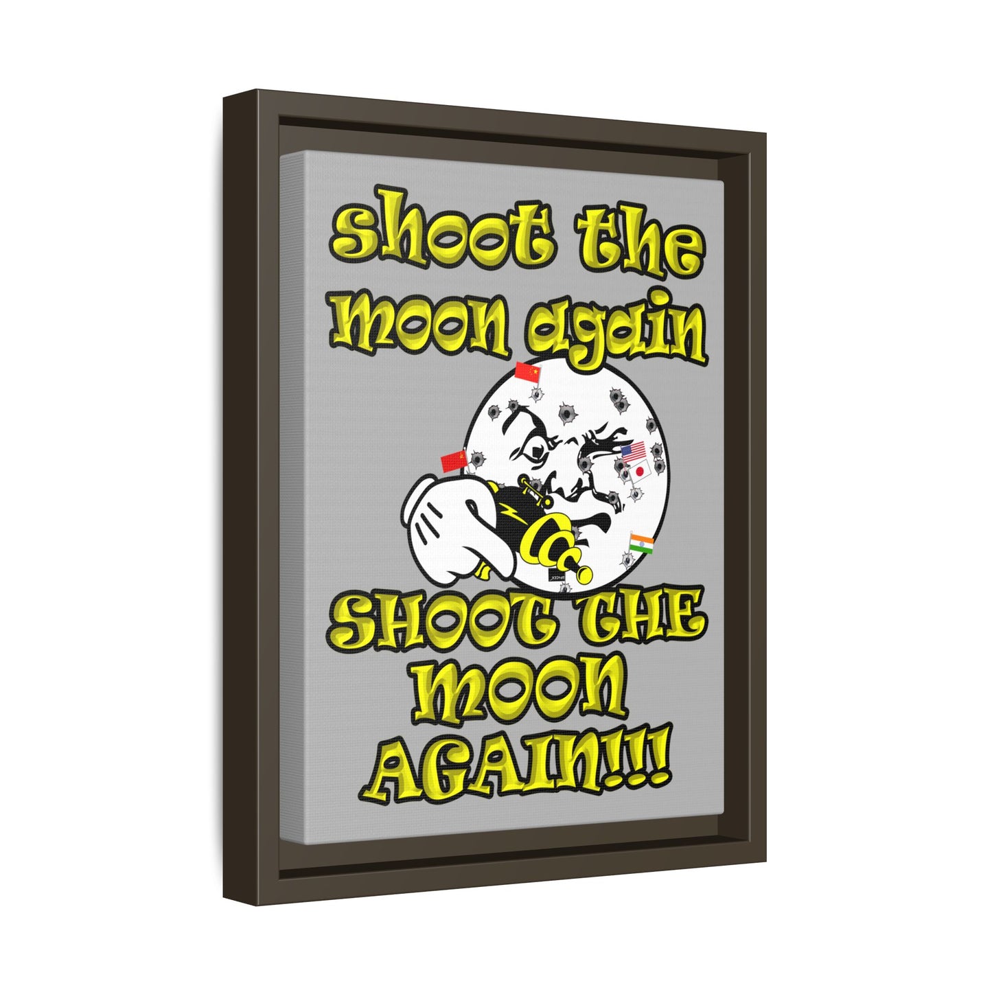 shoot the moon again - framed canvas art (light grey)