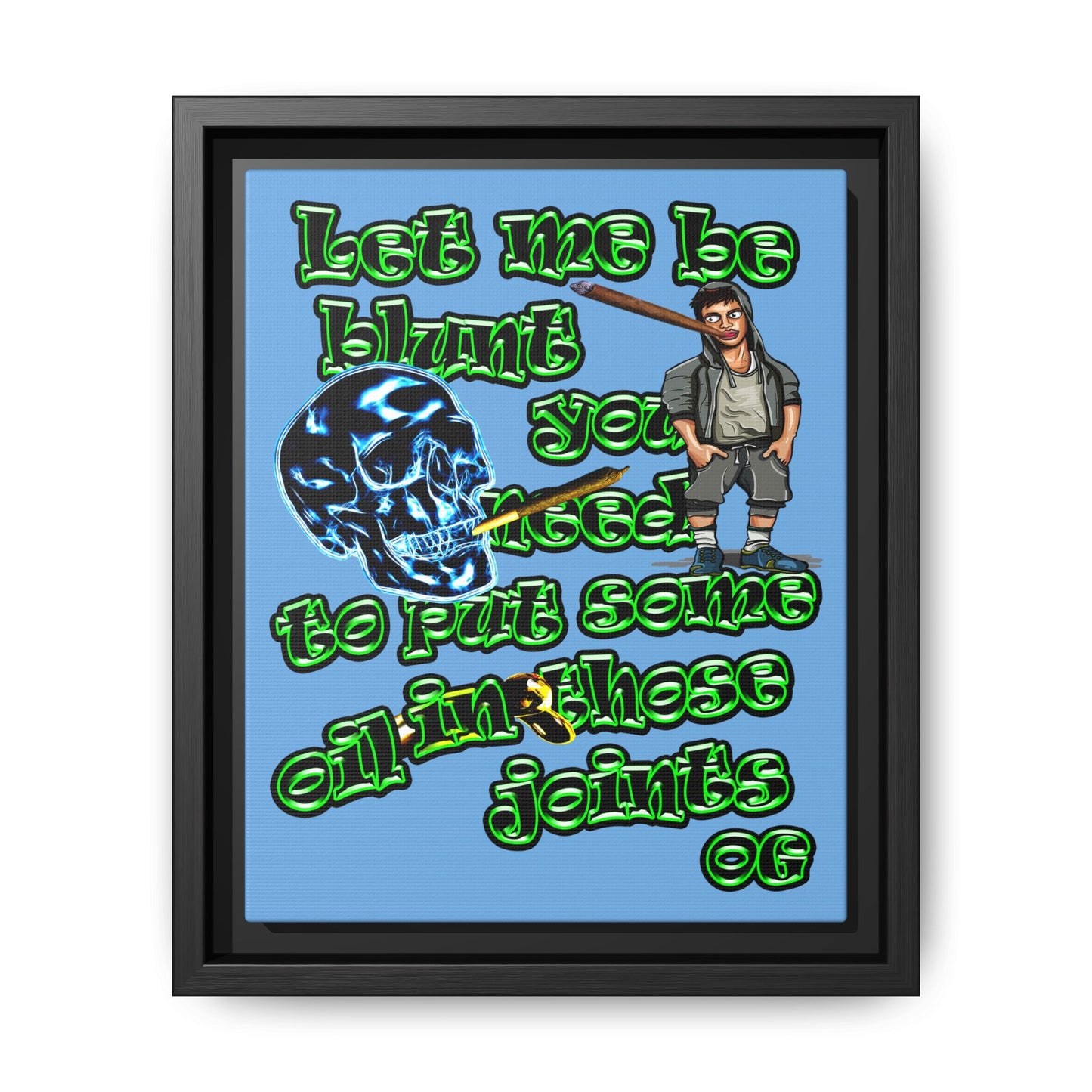 og - framed canvas art (light blue)