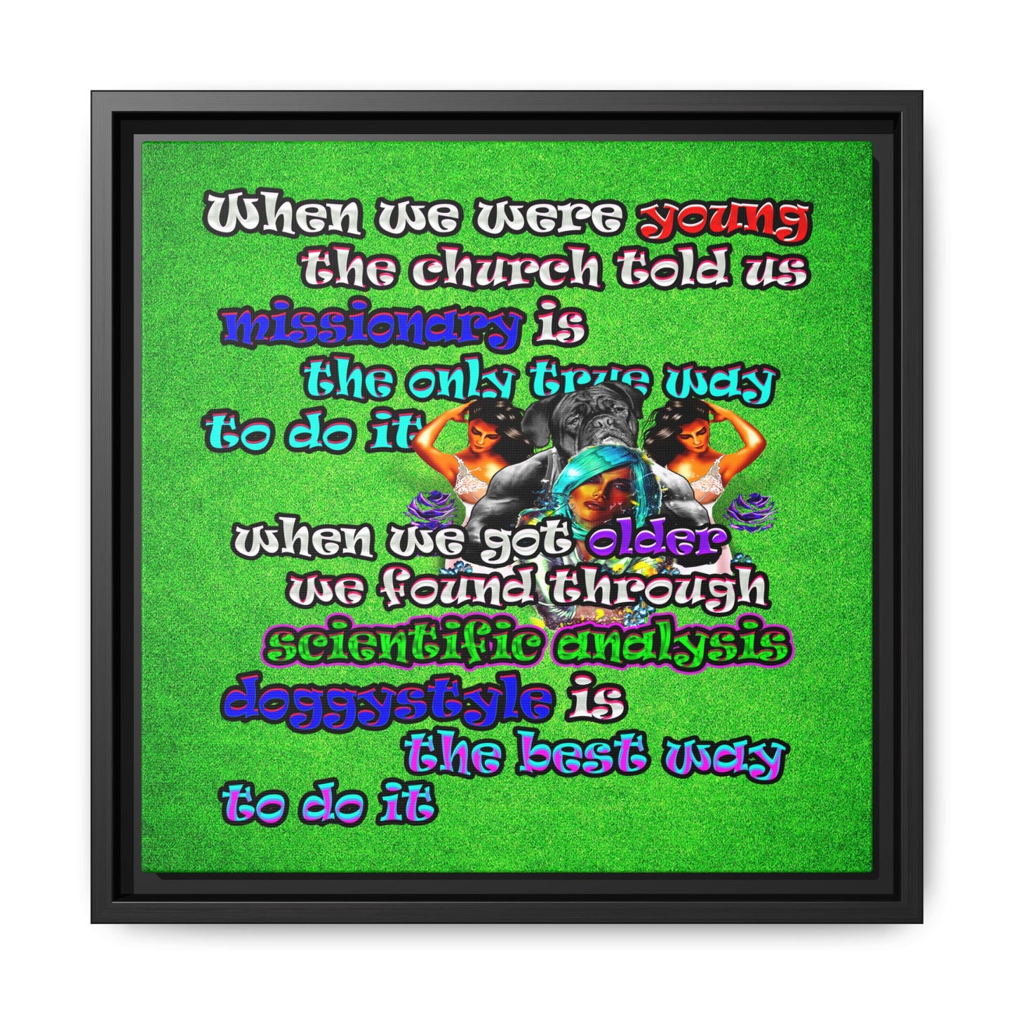 doggystyle - framed canvas art (green turf)