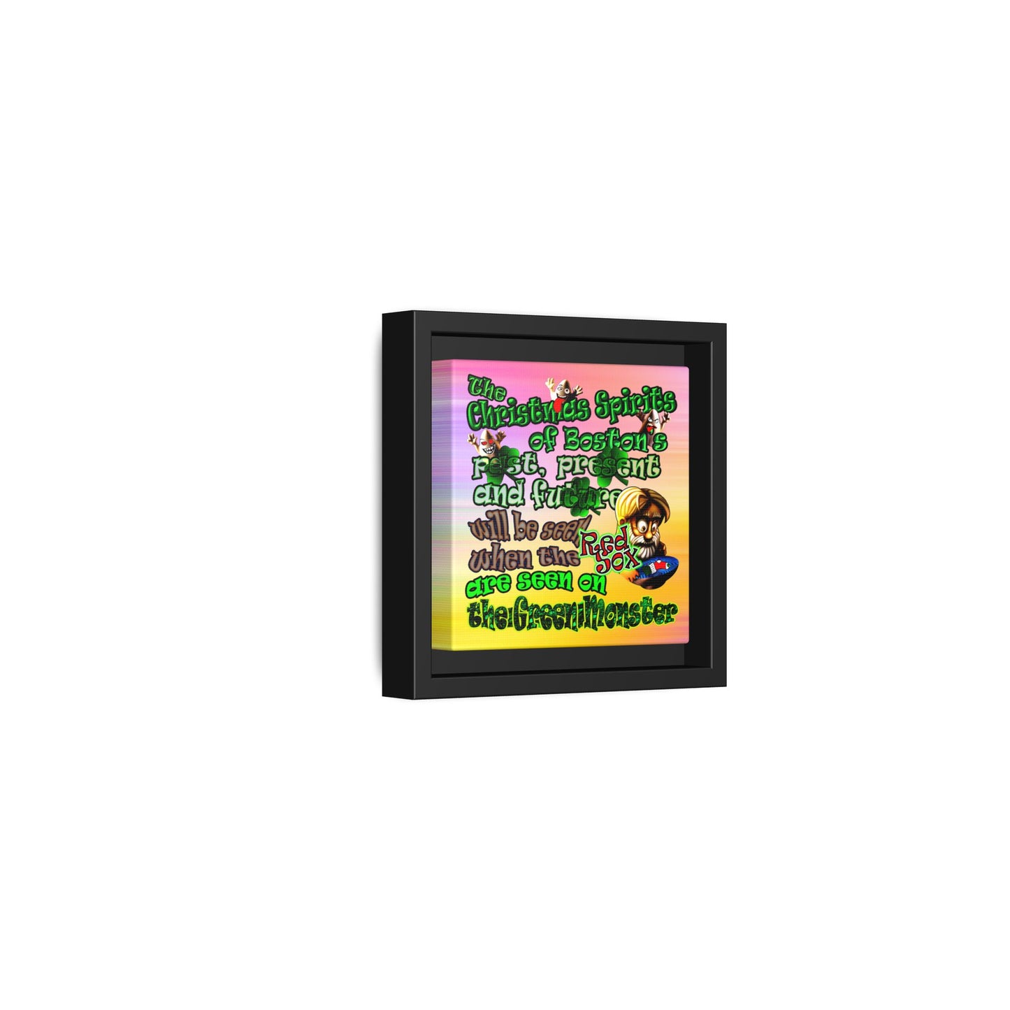 christmas spirits of boston - framed canvas art (color blur)