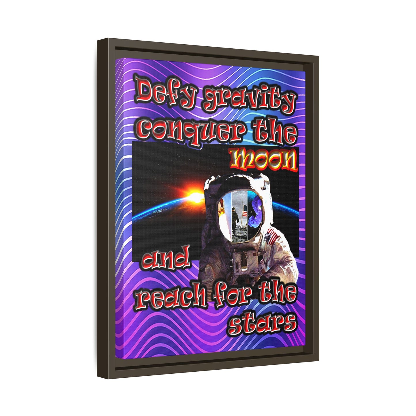 defy conquer reach - framed canvas art (purple wave)