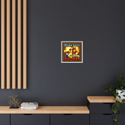 love peace - framed canvas art (brown)