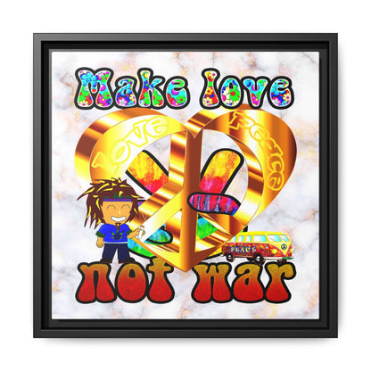 love peace - framed canvas art (white marble)