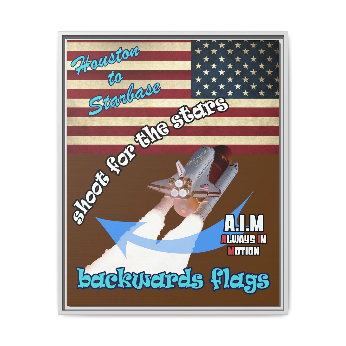shoot for the stars - framed canvas art (brown)