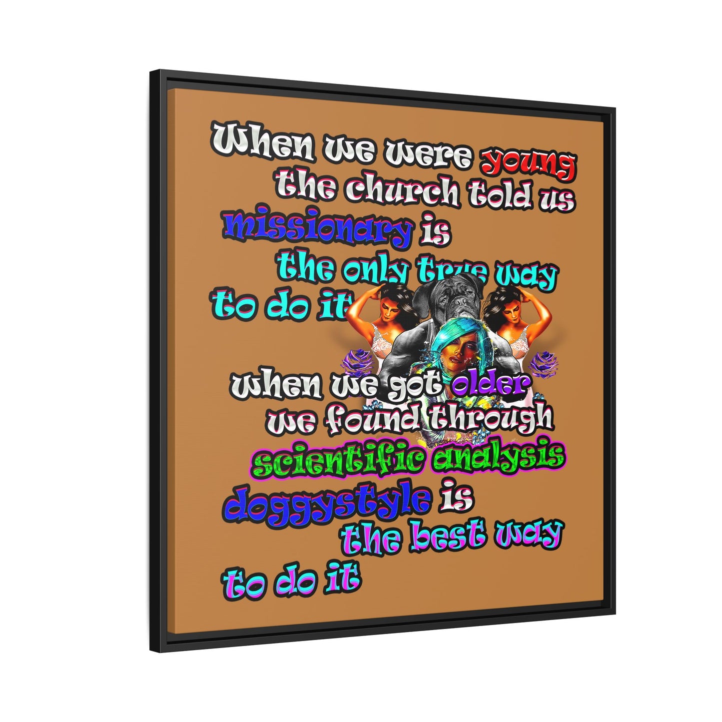 doggystyle - framed canvas art (light brown)