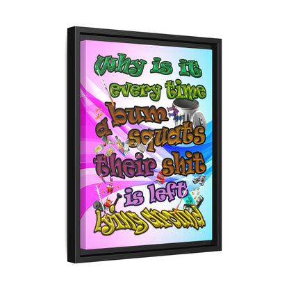 the bum's shit - framed canvas art (light blue-pink wave)