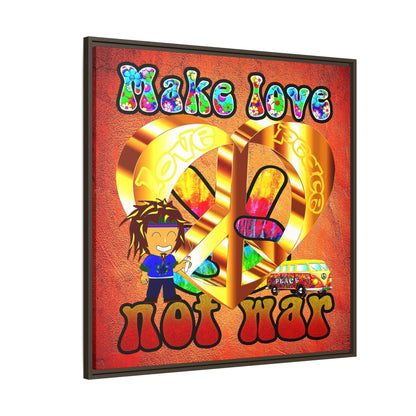 love peace - framed canvas art (burnt orange)