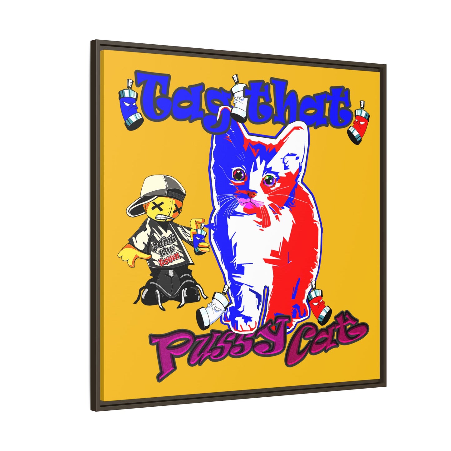 tag that - framed canvas art (yellow)