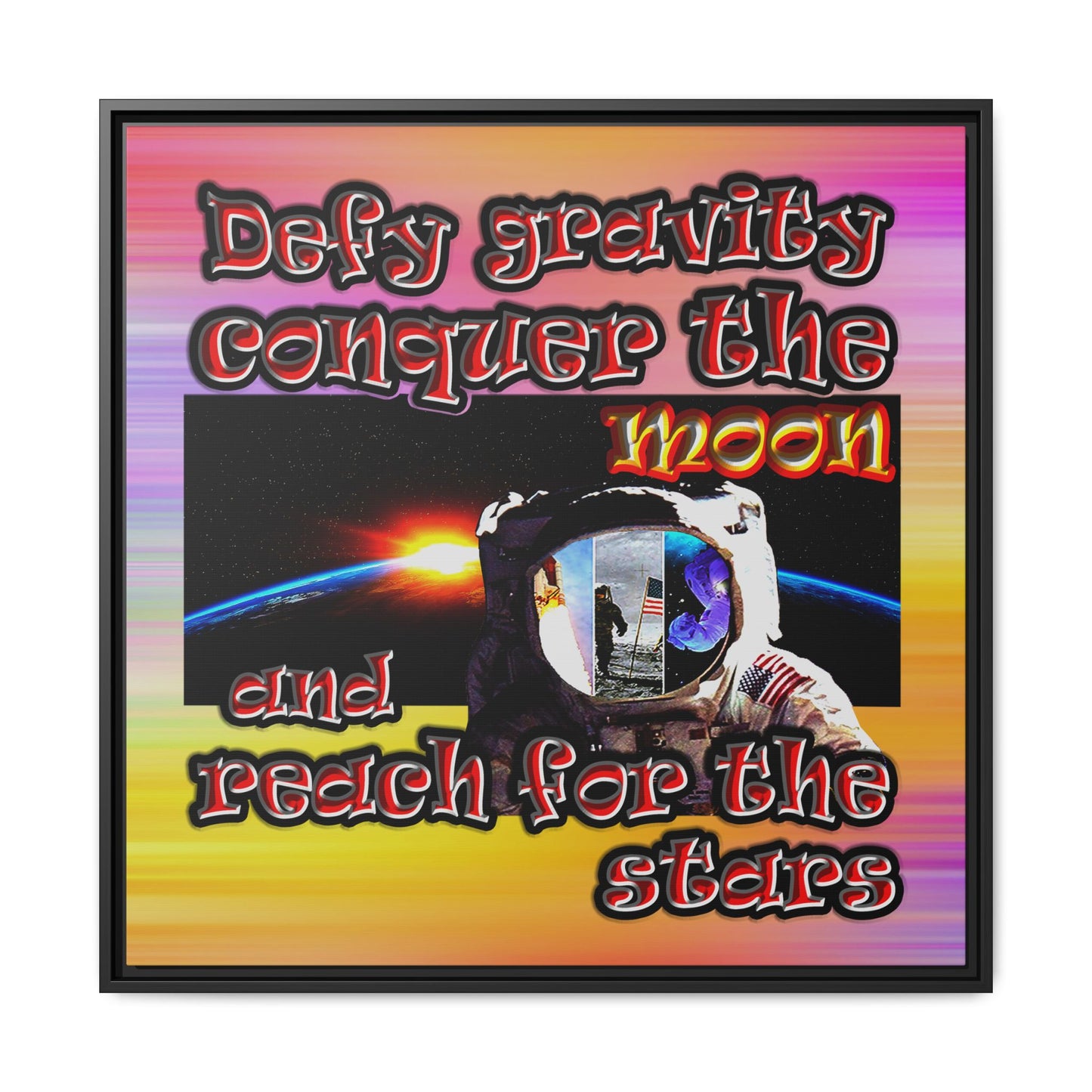 defy conquer reach - framed canvas art (color blur)