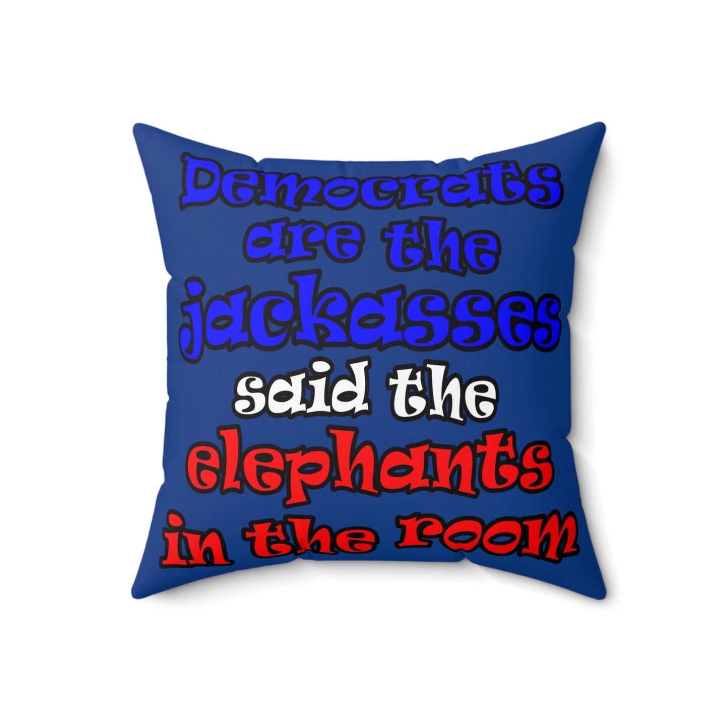 donkeys and elephants - Spun Polyester Square Pillow - (dark blue)