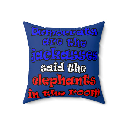 donkeys and elephants - Spun Polyester Square Pillow - (dark blue)